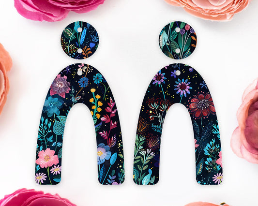 Dark Floral Arch Earrings Blanks