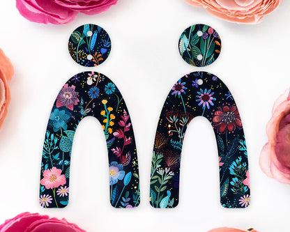 Dark Floral Arch Earrings Blanks