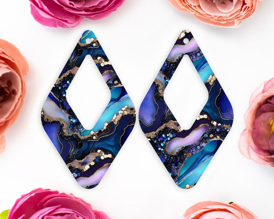 Agate Pattern Diamond Teardrop Earrings Blanks