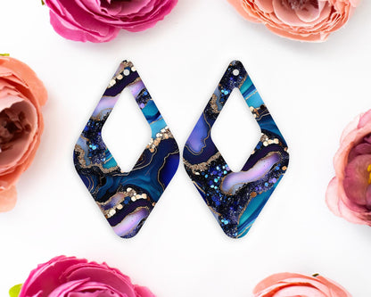 Agate Pattern Diamond Teardrop Earrings Blanks