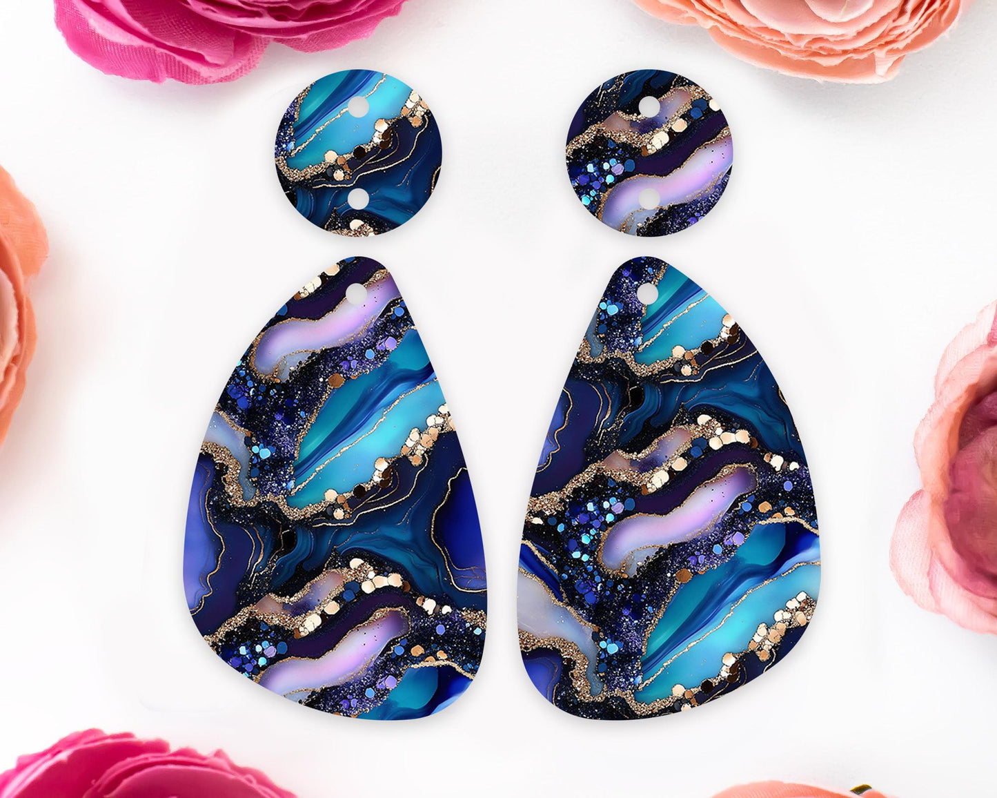 Agate Pattern Teardrop Earrings Blanks