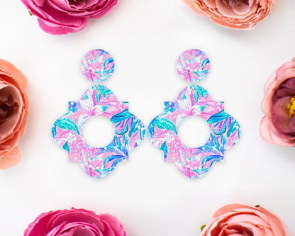 Geometric Pearls & Flowers Earrings Blanks