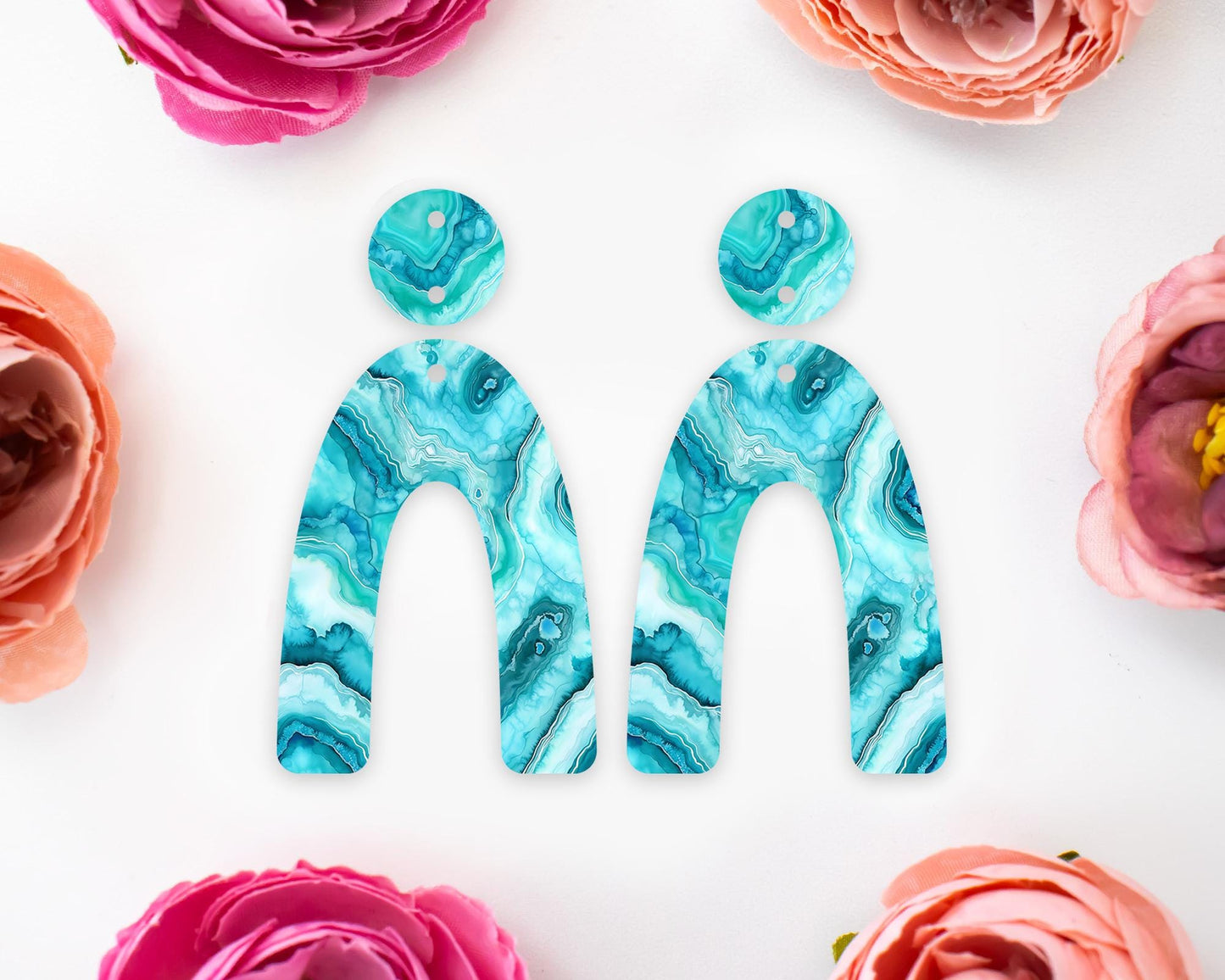 Turquoise Geode Arch Earrings Blanks