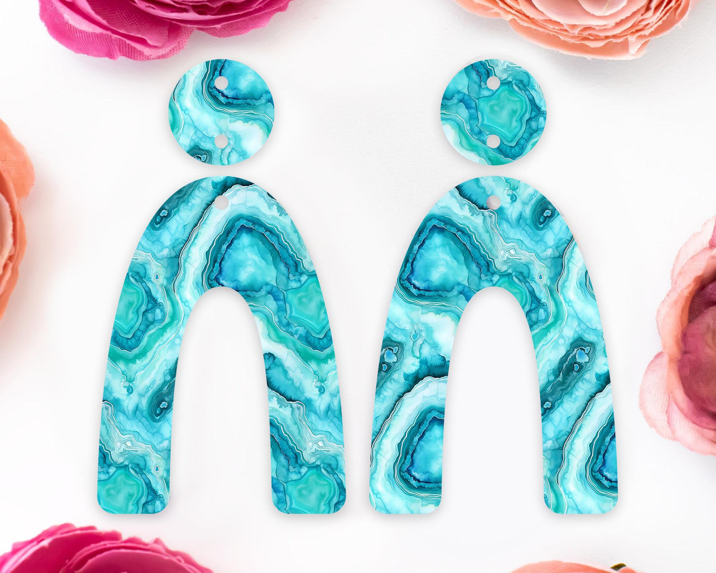Turquoise Geode Arch Earrings Blanks