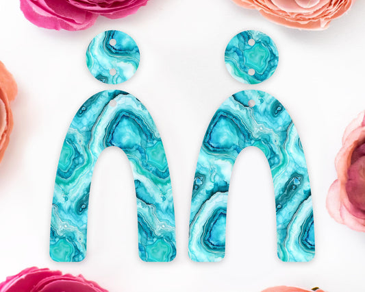 Turquoise Geode Arch Earrings Blanks