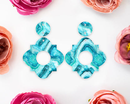 Turquoise Geode Geometric Earrings Blanks