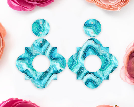 Turquoise Geode Geometric Earrings Blanks