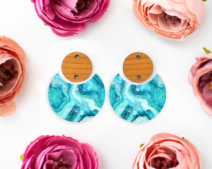 Turquoise Geode Circle Drop Earrings Blanks