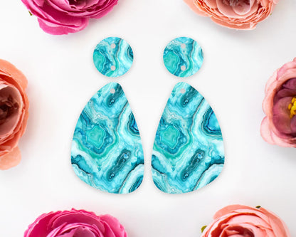 Turquoise Geode Teardrop Earrings Blanks