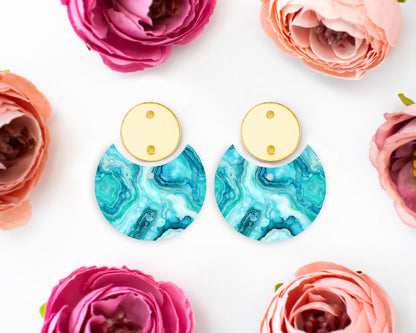 Turquoise Geode Circle Drop Earrings Blanks
