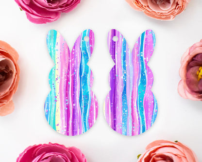 Pastel Stripes Easter Bunny Earring Blanks