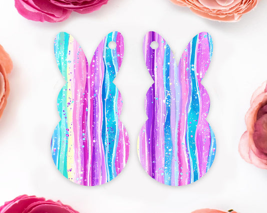 Pastel Stripes Easter Bunny Earring Blanks