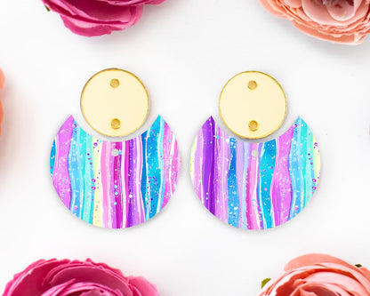 Pastel Stripes Circle Drop Earrings Blanks