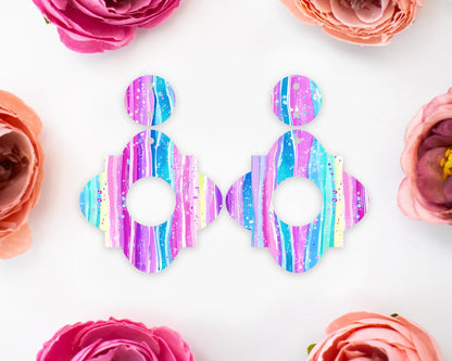 Pastel Stripes Geometric Earrings Blanks