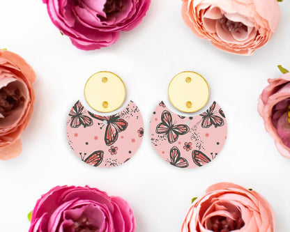 Butterfly Neutral Circle Drop Earrings Blanks