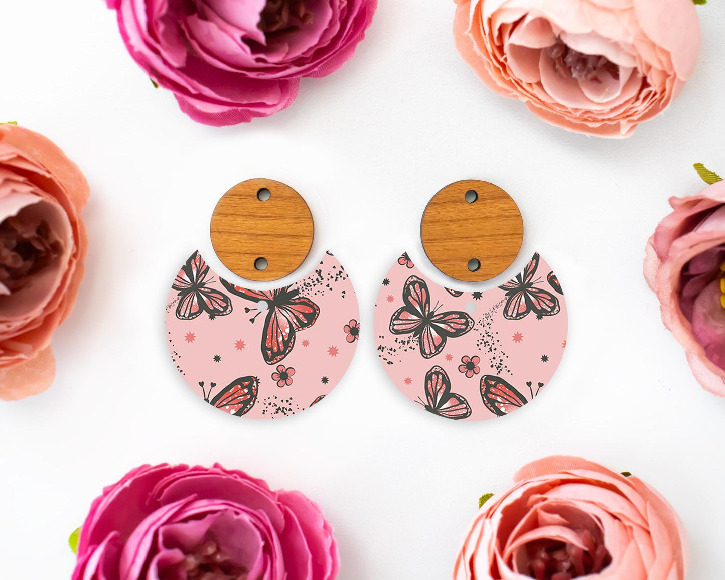 Boho Butterfly Circle Drop Earrings Blanks