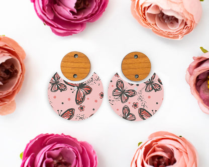 Boho Butterfly Circle Drop Earrings Blanks