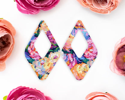 Floral Brushstroke Teardrop Earrings Blanks