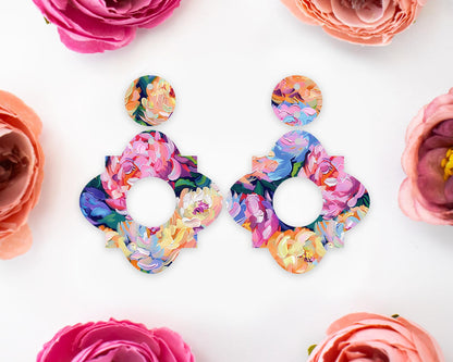 Geometric Floral Brushstroke Earrings Blanks