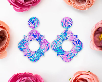 Tropical Leaves Geometric Earrings Blanks