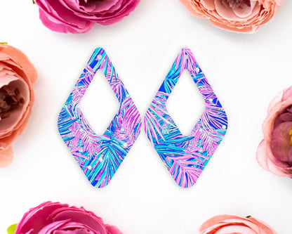 Tropical Leaves Teardrop Earrings Blanks