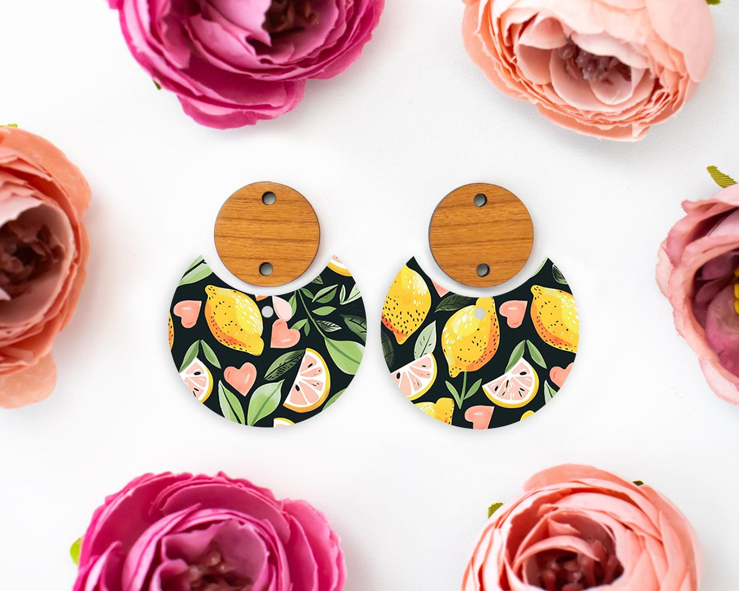 Lemon Circle Drop Earrings Blanks