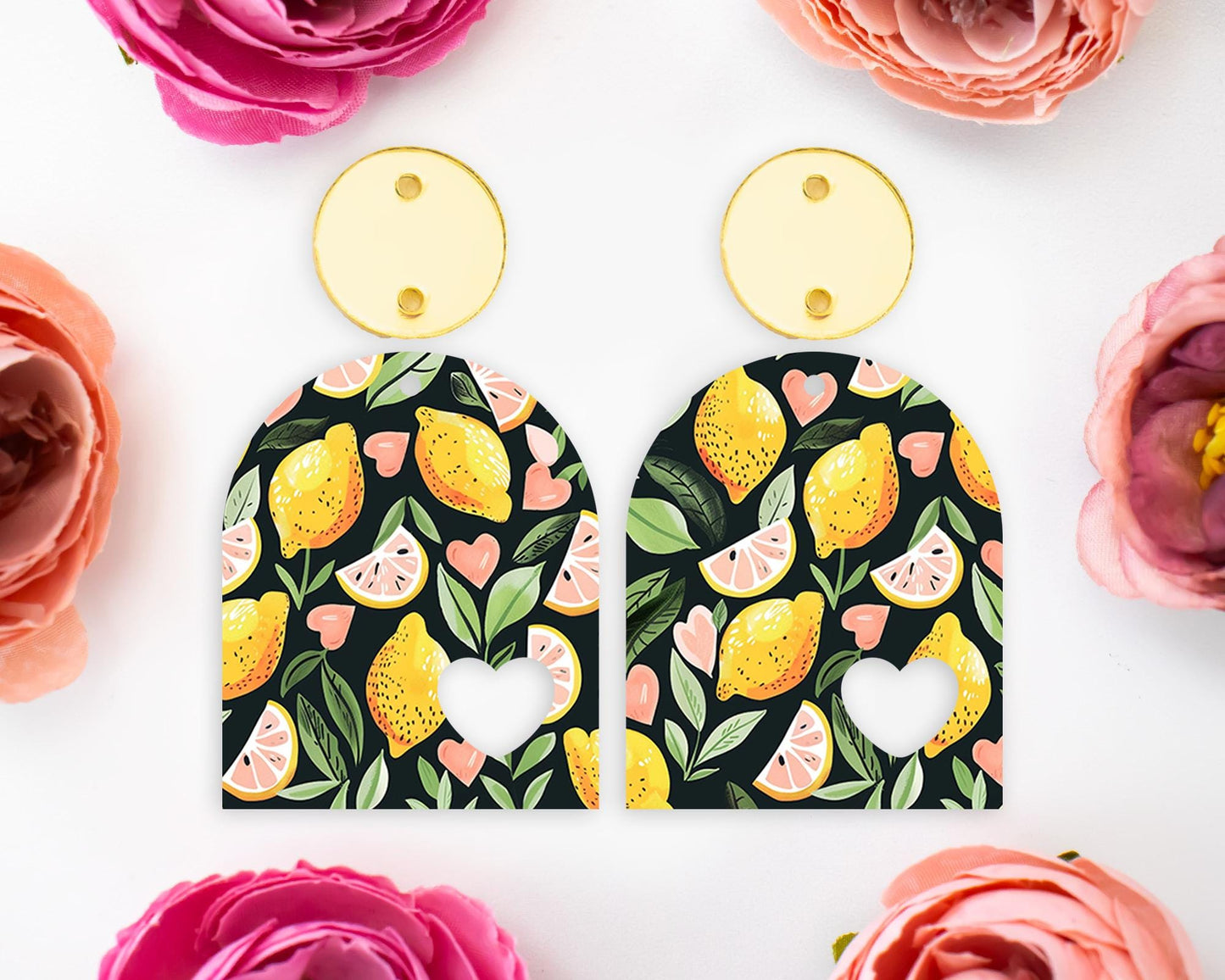 Lemon Heart Arch Earrings Blanks