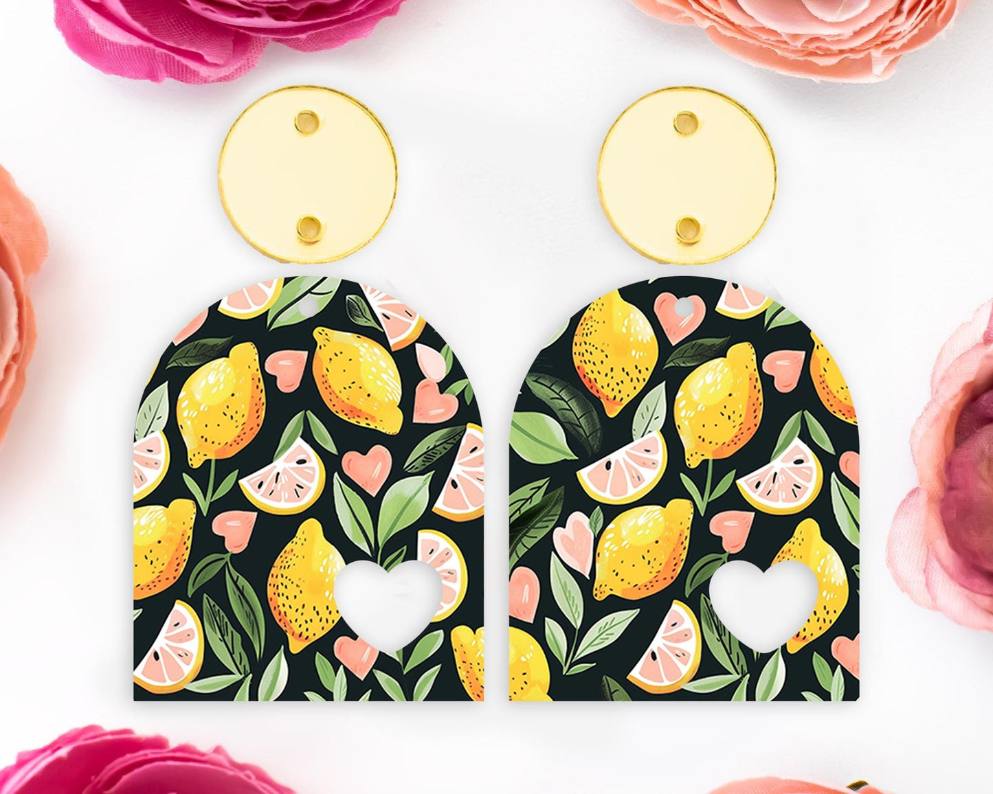 Lemon Heart Arch Earrings Blanks