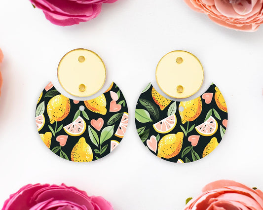 Lemon Circle Drop Earrings Blanks