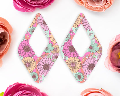 Retro Floral Teardrop Earrings Blanks
