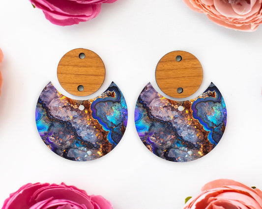 Geode Circle Drop Earrings Blanks