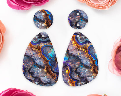 Geode Pattern Teardrop Earrings Blanks