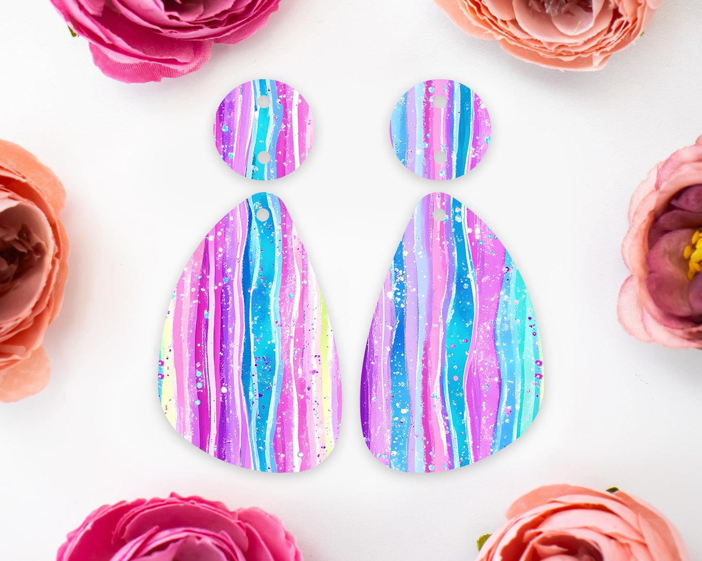 Pastel Stripes Teardrop Earrings Blanks