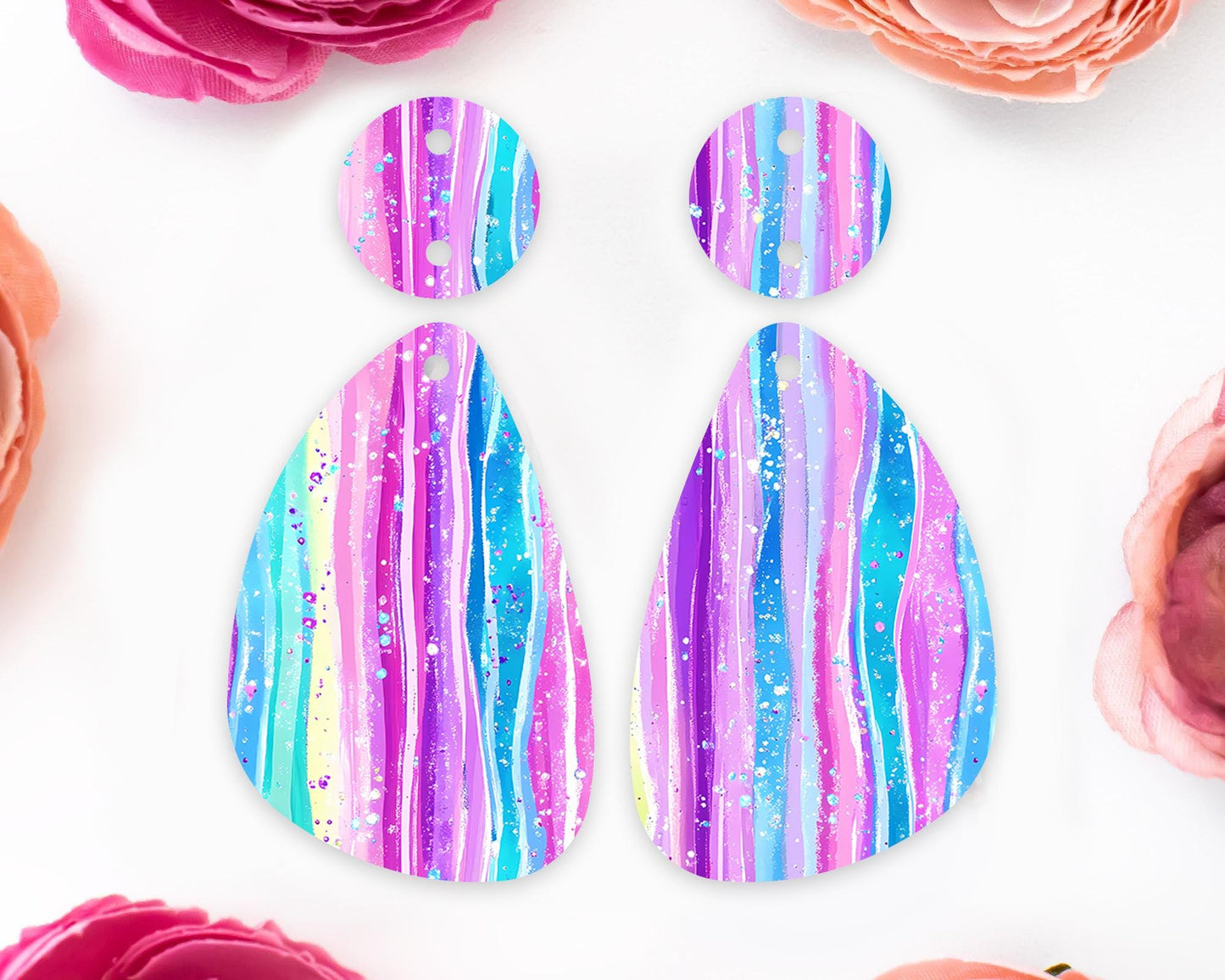 Pastel Stripes Teardrop Earrings Blanks