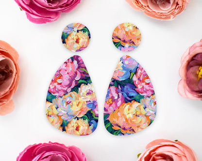 Floral Brushstroke Teardrop Earrings Blanks