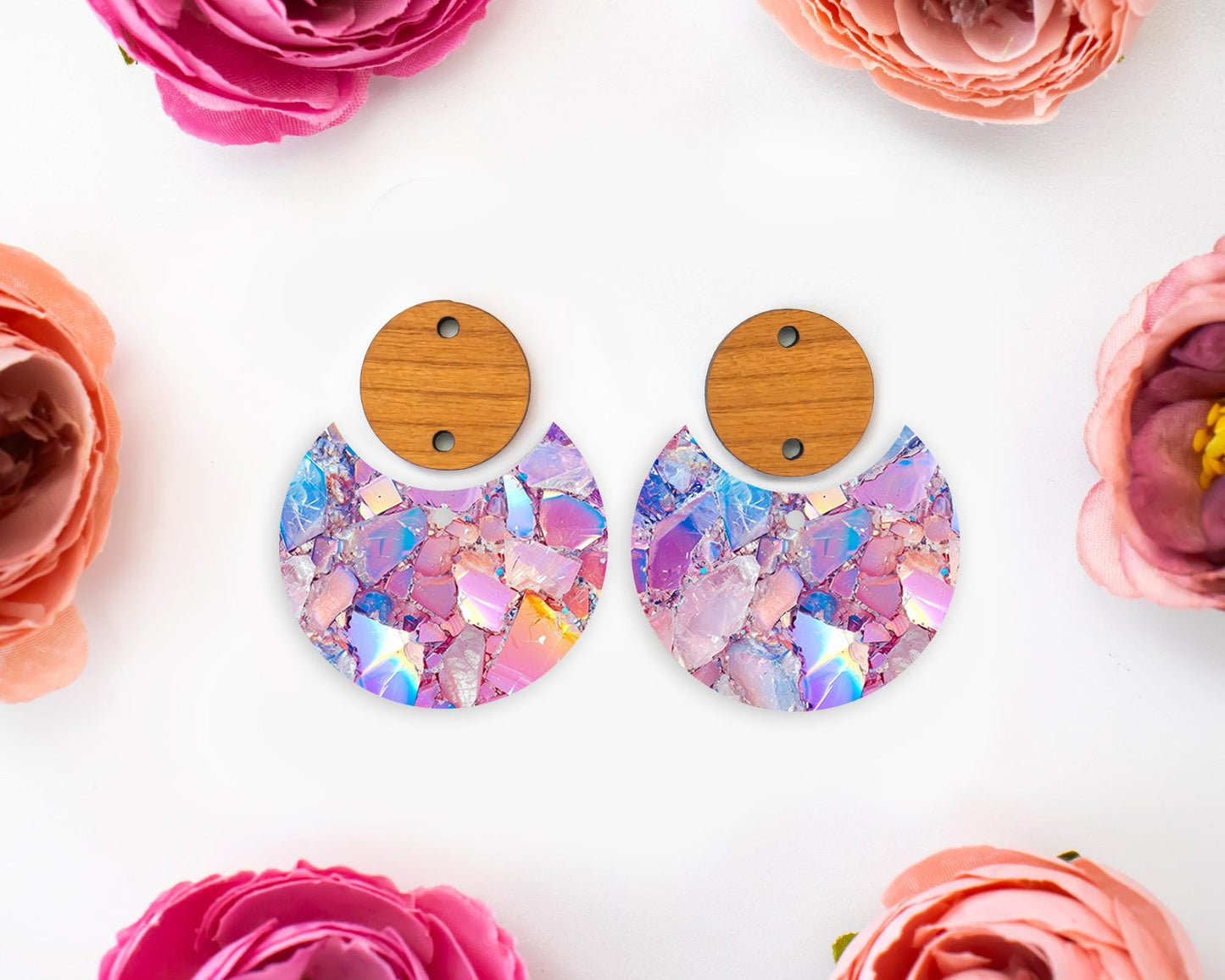 Pastel Geode Circle Drop Earrings Blanks