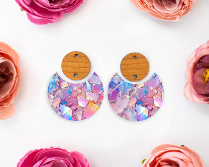 Pastel Geode Circle Drop Earrings Blanks