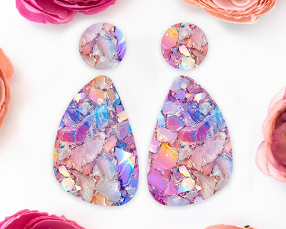 Pastel Geode Pattern Teardrop Earrings Blanks