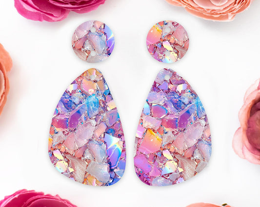 Pastel Geode Pattern Teardrop Earrings Blanks