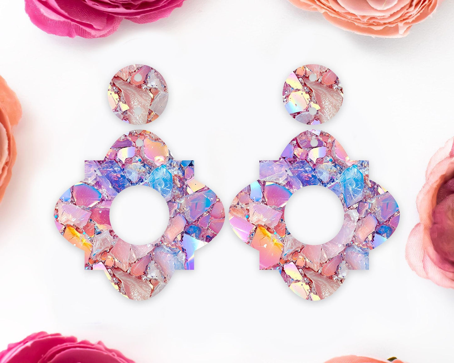 Pastel Geode Geometric Earrings Blanks