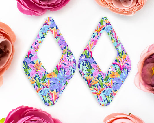Lilies Floral Teardrop Earrings Blanks