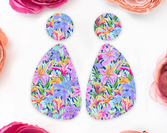 Lilies Teardrop Earrings Blanks