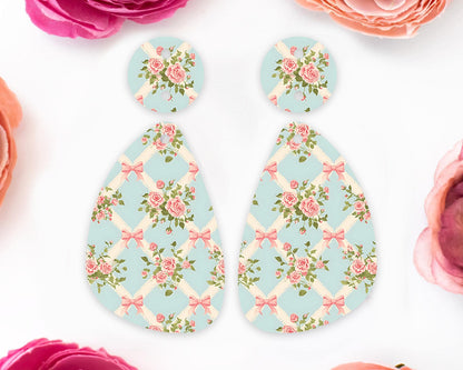 Vintage Flowers Teardrop Earrings Blanks