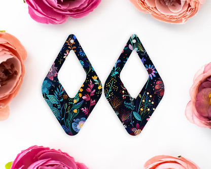 Dark Flowers Teardrop Earrings Blanks