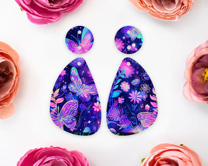 Neon Butterfly Teardrop Earrings Blanks