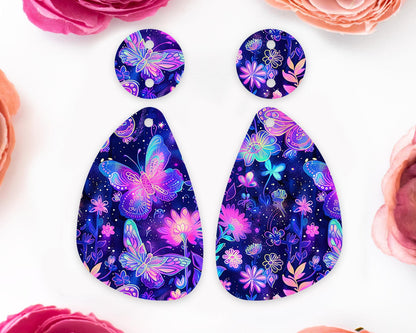 Neon Butterfly Teardrop Earrings Blanks