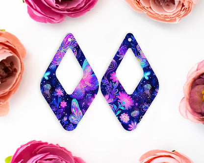 Neon Butterfly Diamond Teardrop Earrings Blanks