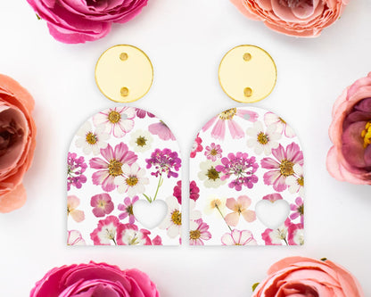 Pressed Flowers Arch Earrings Blanks