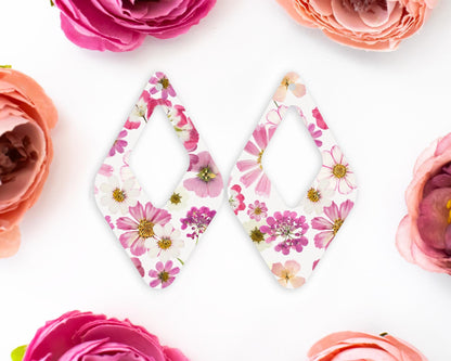 Pressed Flowers Teardrop Earrings Blanks