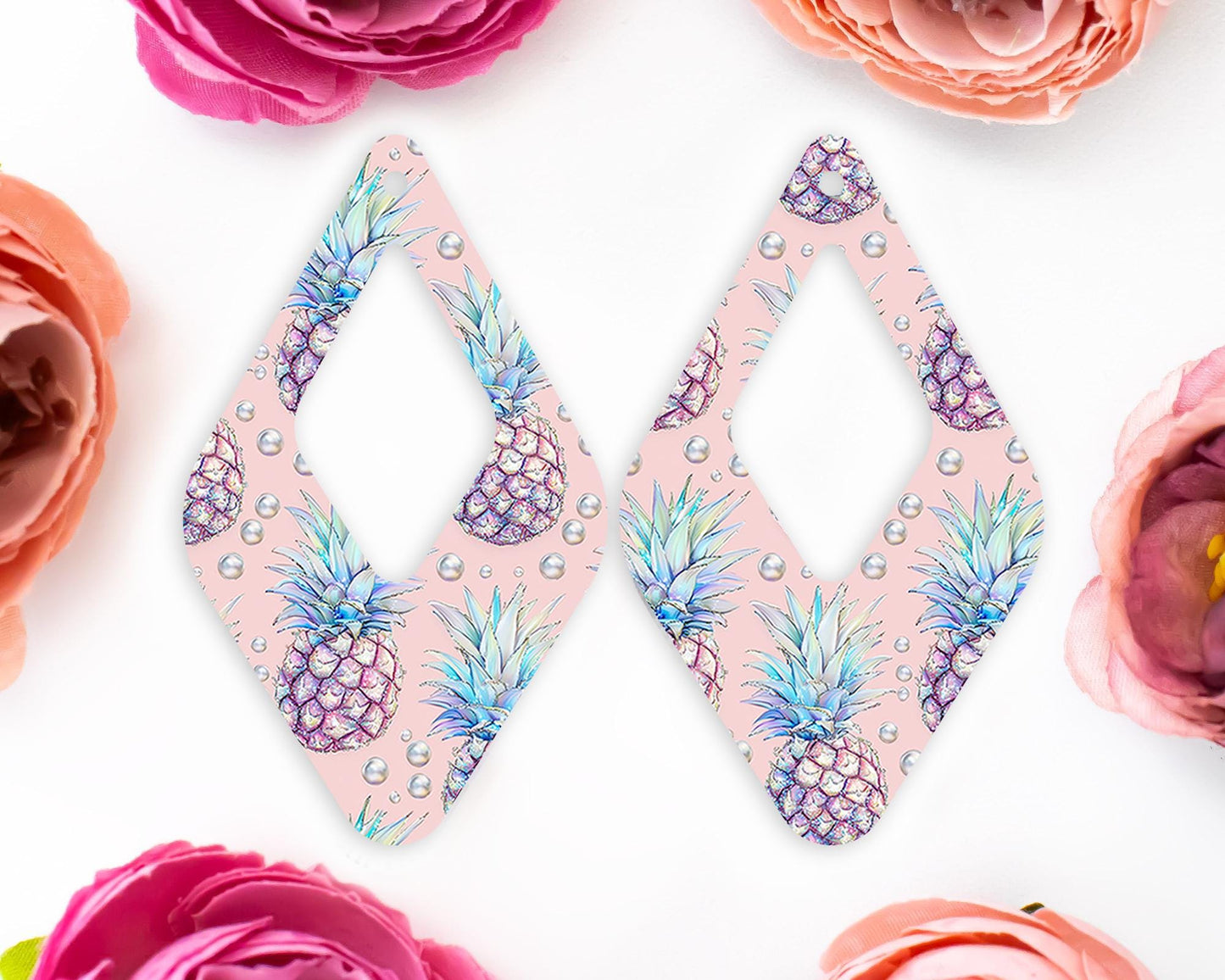 Pastel Pineapple Diamond Teardrop Earrings Blanks